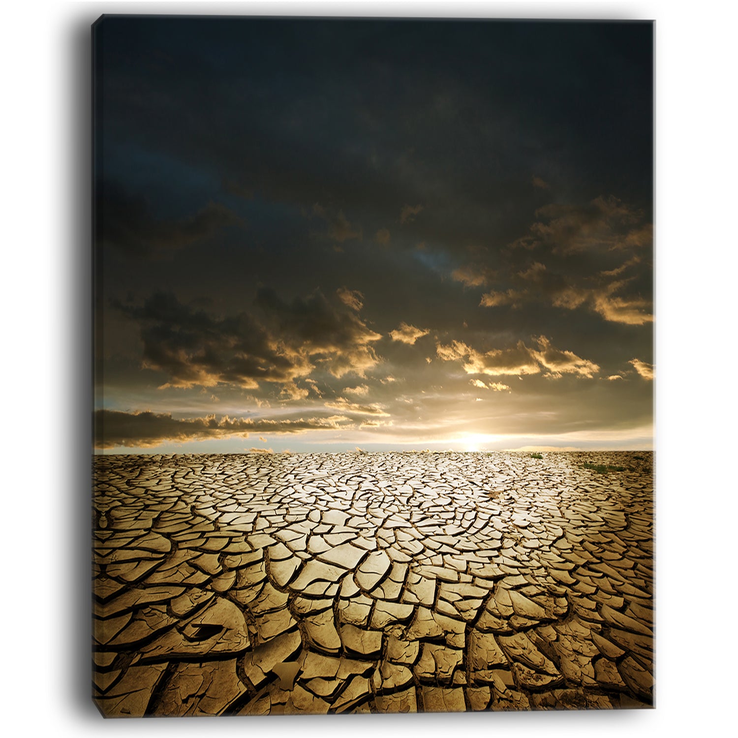 Drought Land under Cloudy Skies - Modern Landscape Wall Art Canvas