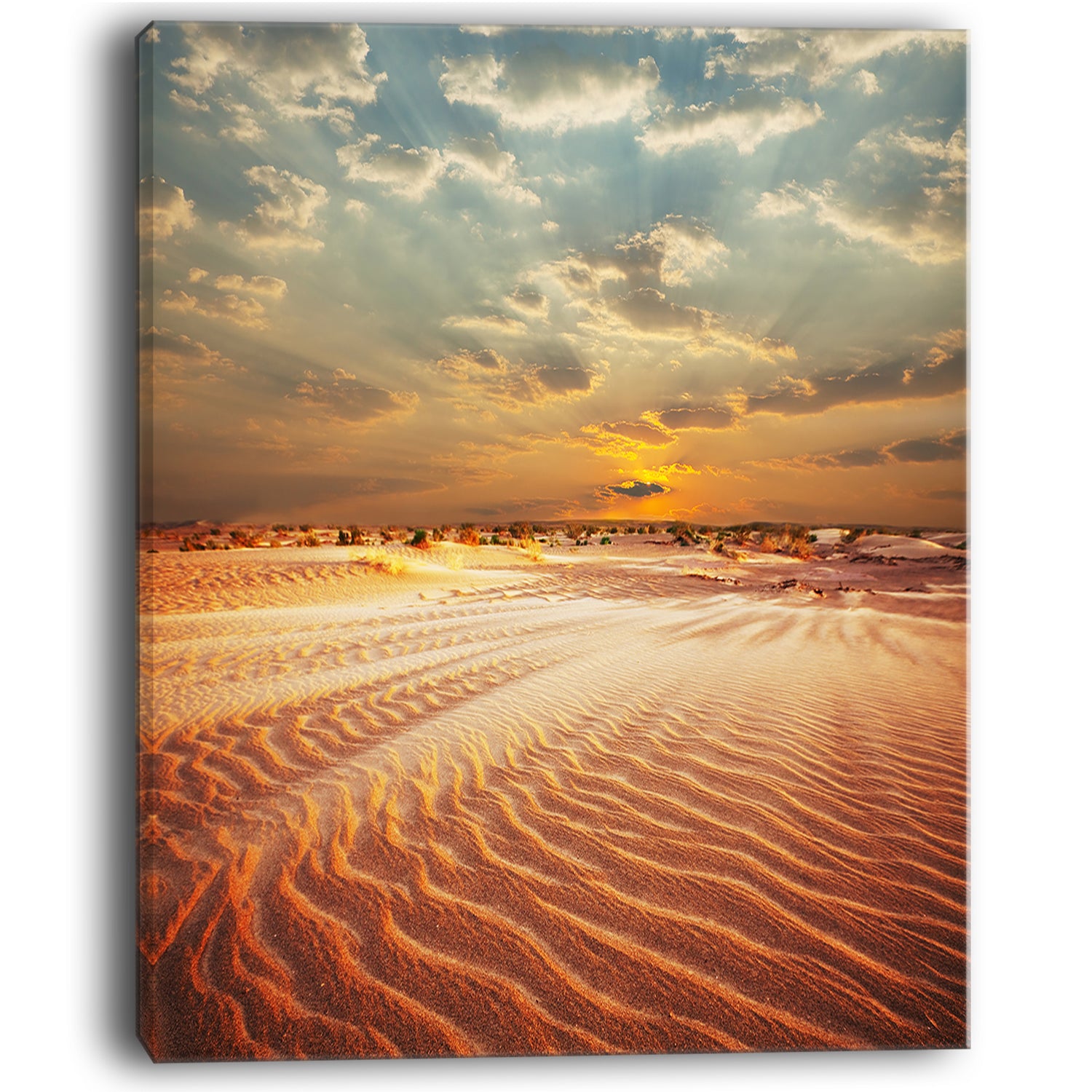 Red Desert under Blue Cloudy Skies - Modern Landscape Wall Art Canvas