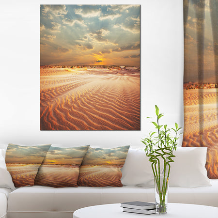 Red Desert under Blue Cloudy Skies - Modern Landscape Wall Art Canvas