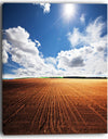 Expansive Field under White Clouds - Modern Landscape Wall Art Canvas