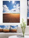 Expansive Field under White Clouds - Modern Landscape Wall Art Canvas