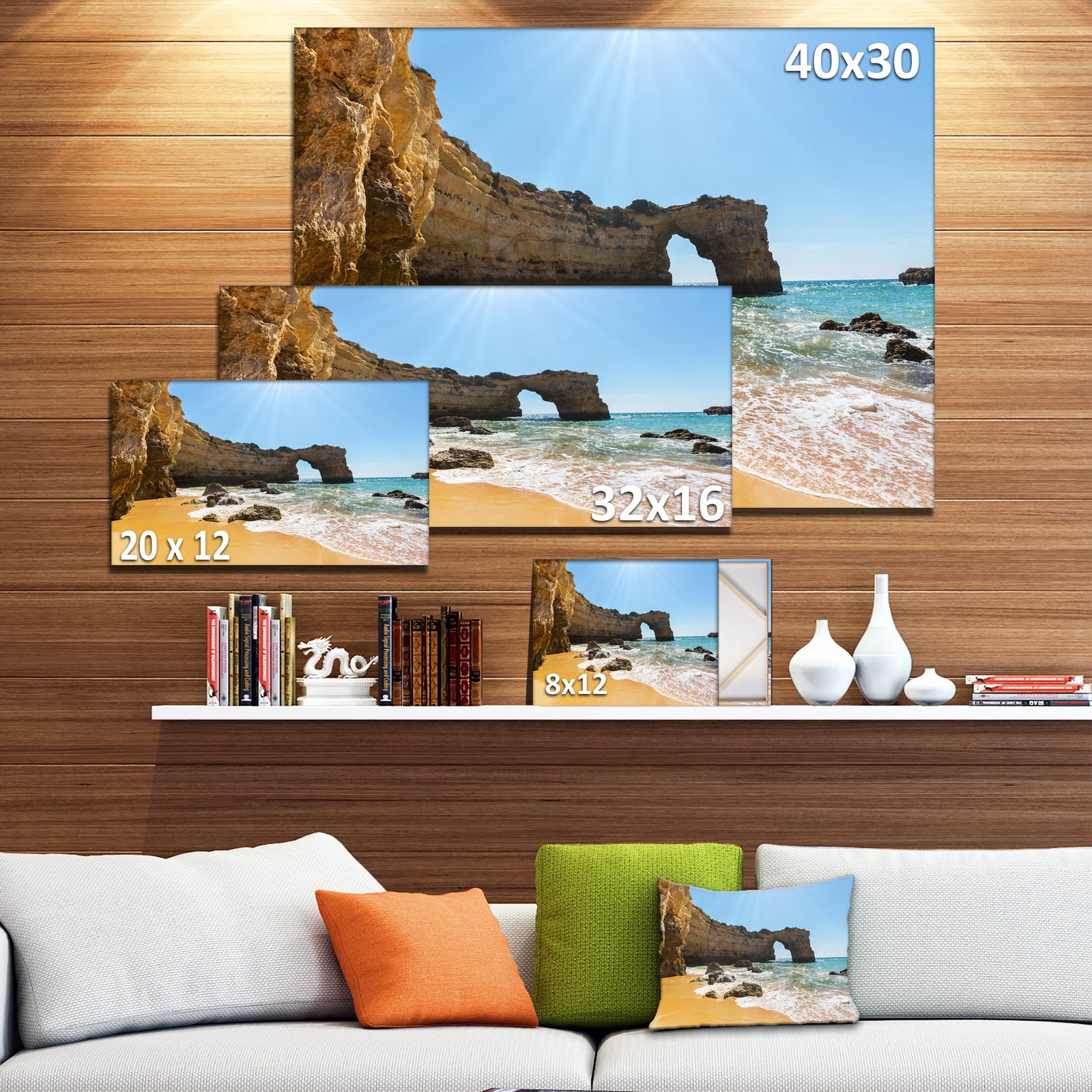Wide Portugal Beach with White Waters - Modern Beach Canvas Art Print