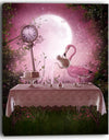 Fantasy Garden with a Flamingo - Modern Landscape Wall Art Canvas