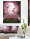 Fantasy Garden with a Flamingo - Modern Landscape Wall Art Canvas