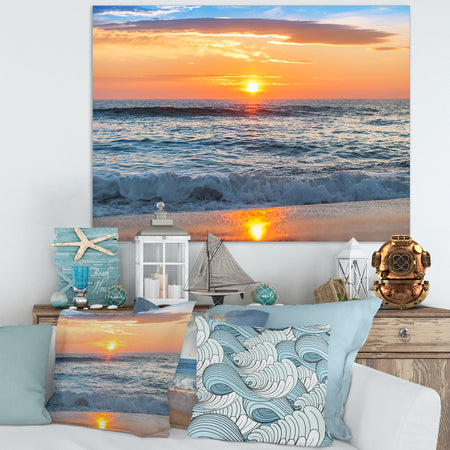 Beautiful Sunrise over the Horizon. - Modern Beach Canvas Art Print