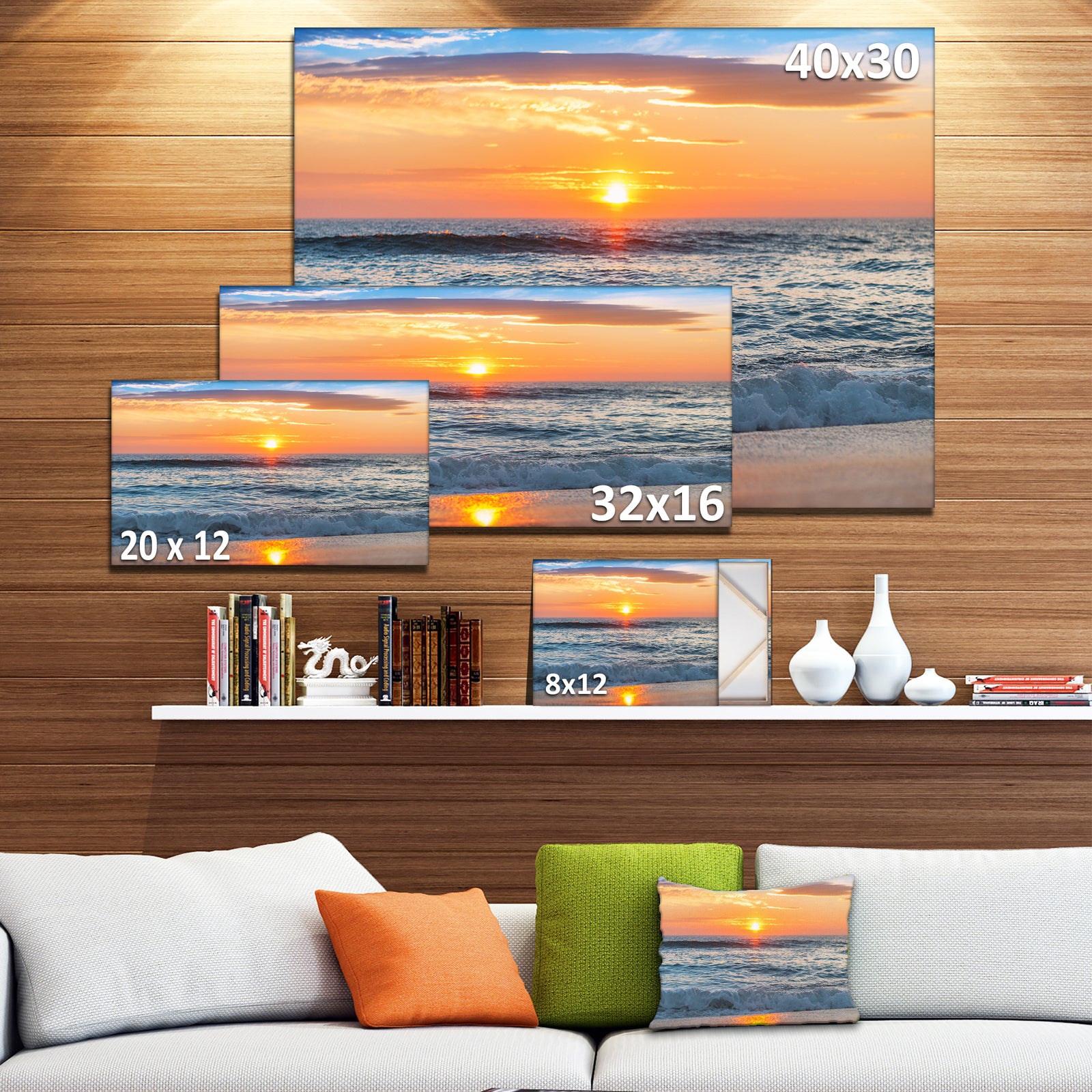 Beautiful Sunrise over the Horizon. - Modern Beach Canvas Art Print