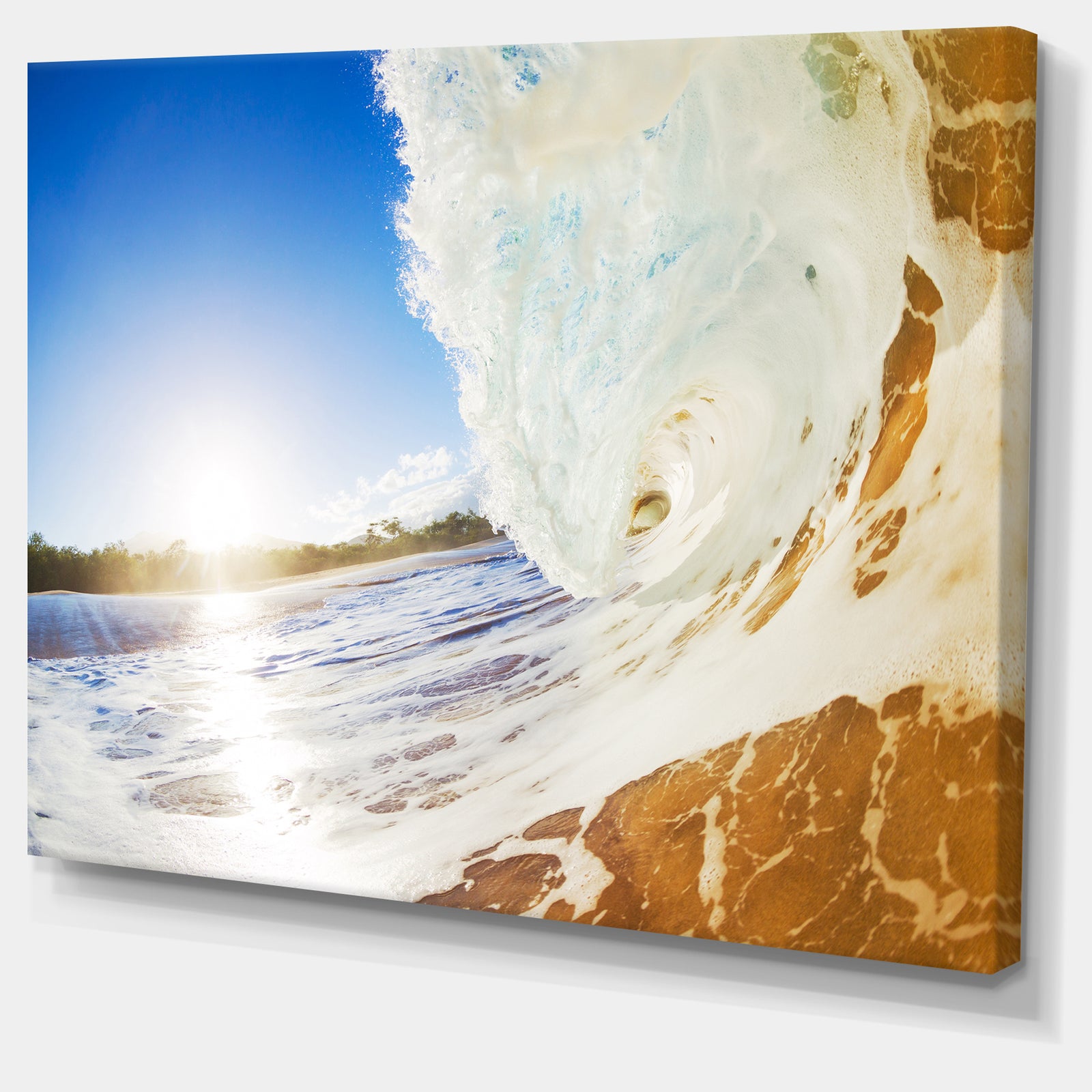 Crashing Sandy Ocean Waves - Modern Beach Canvas Art Print