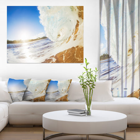 Crashing Sandy Ocean Waves - Modern Beach Canvas Art Print