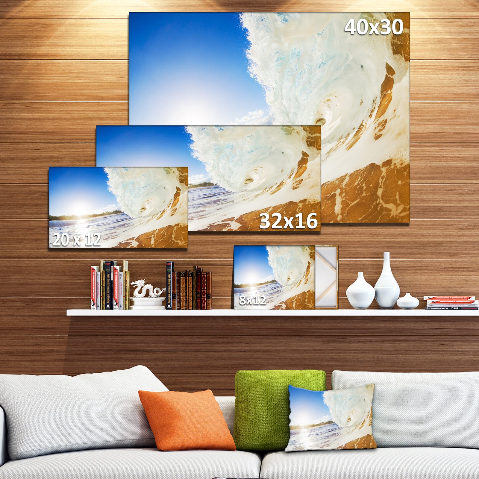 Crashing Sandy Ocean Waves - Modern Beach Canvas Art Print