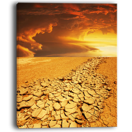 Drought Land under Dramatic Sky - Modern Landscape Wall Art Canvas