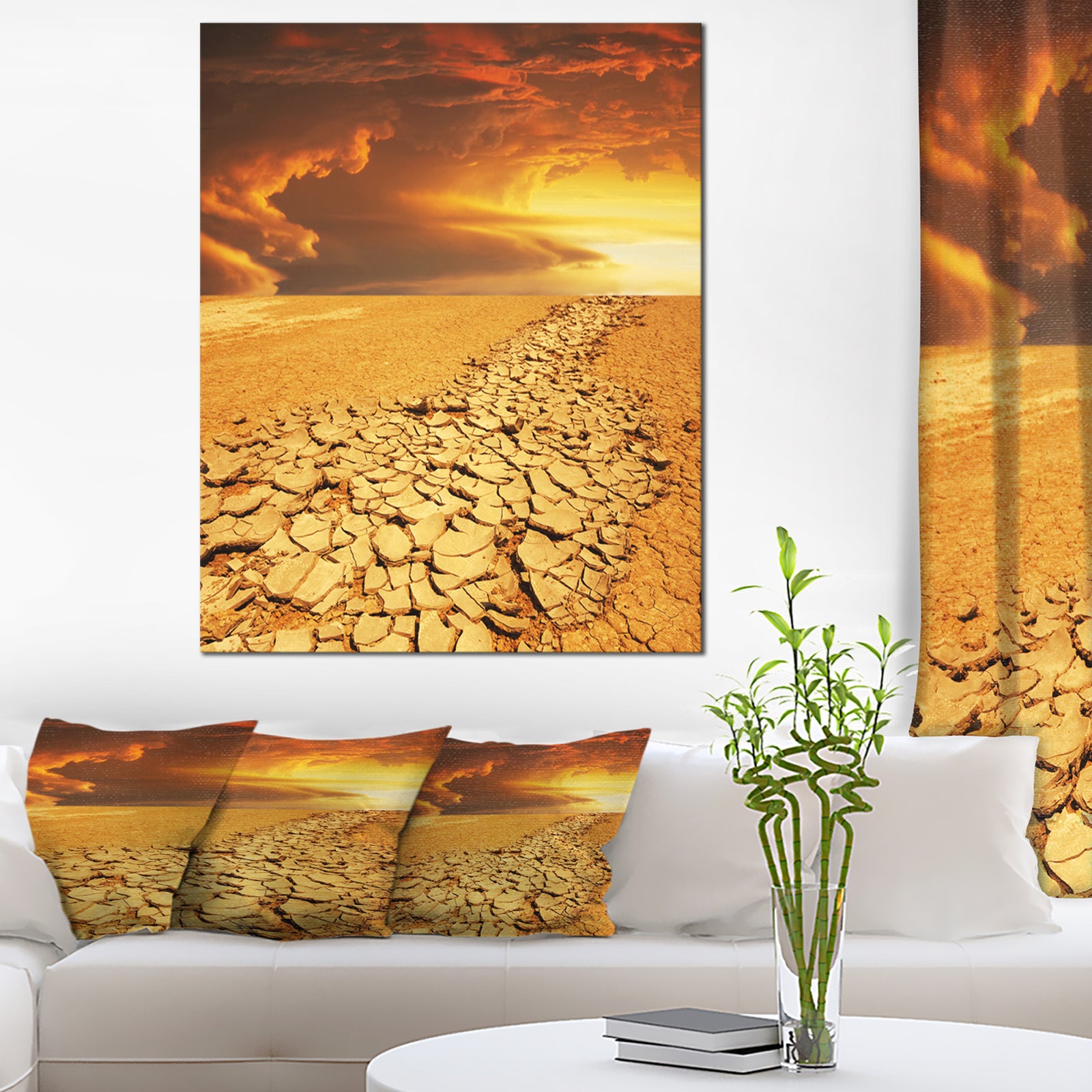 Drought Land under Dramatic Sky - Modern Landscape Wall Art Canvas