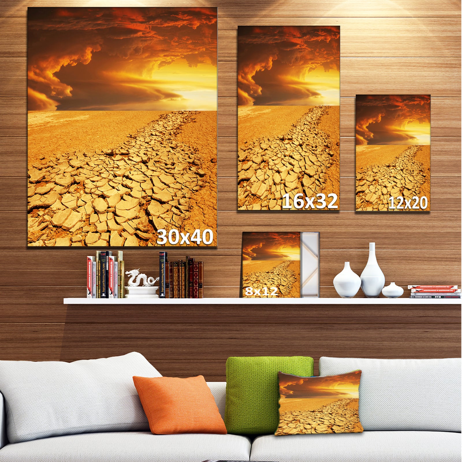 Drought Land under Dramatic Sky - Modern Landscape Wall Art Canvas