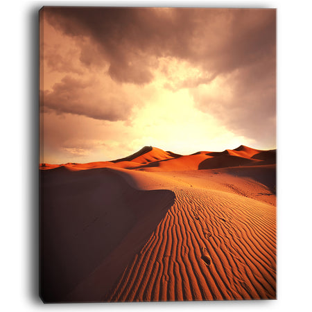 Desert Dunes under Cloudy Sky - Modern Landscape Wall Art Canvas