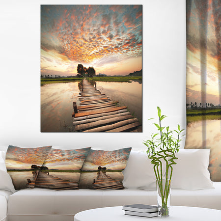Makeshift Wooden Pier Over River - Sea Bridge Canvas Wall Artwork