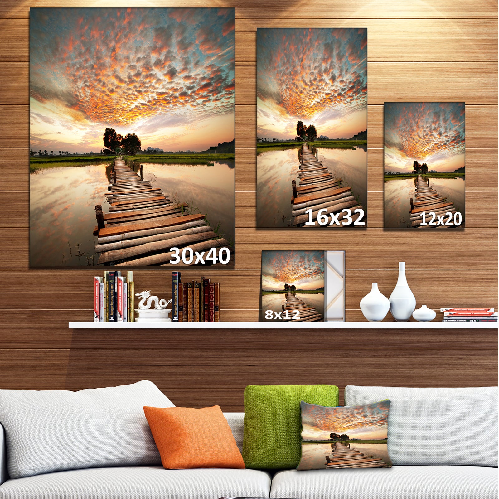 Makeshift Wooden Pier Over River - Sea Bridge Canvas Wall Artwork