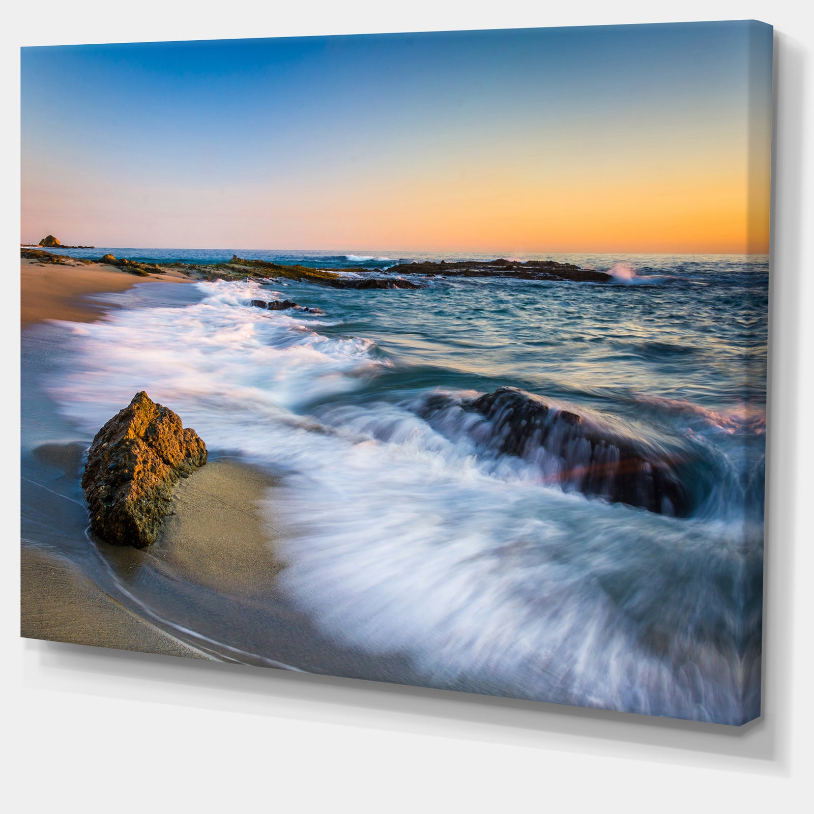 White Waves Crashing on Rocks - Seashore Canvas Wall Art