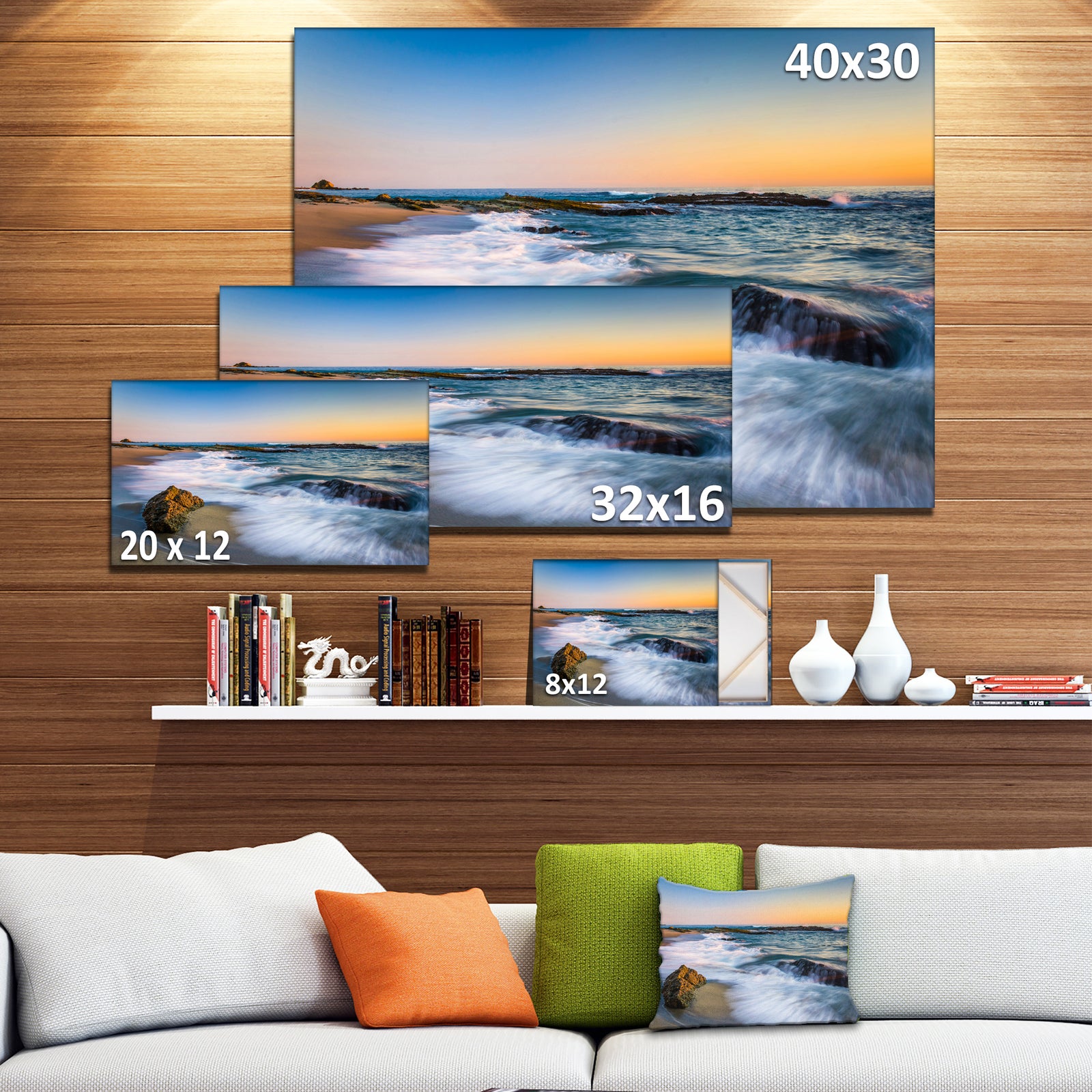 White Waves Crashing on Rocks - Seashore Canvas Wall Art
