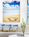 Massive Heart Drawn on Serene Beach - Seashore Canvas Wall Art