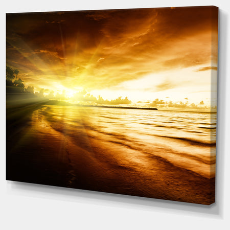 Breathtaking Yellow Caribbean Beach - Seashore Canvas Wall Art