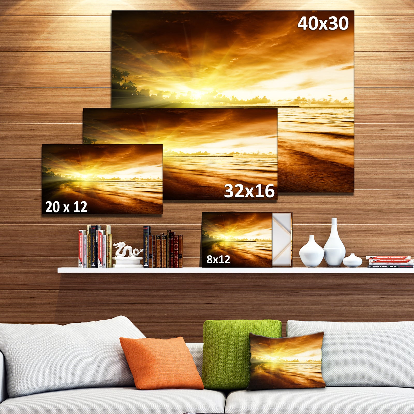 Breathtaking Yellow Caribbean Beach - Seashore Canvas Wall Art