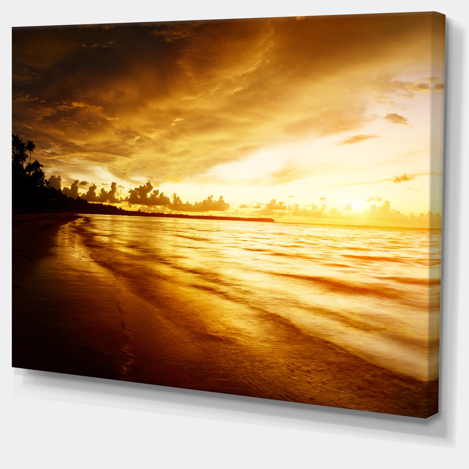 Fascinating Caribbean Beach in Yellow - Seashore Canvas Wall Art