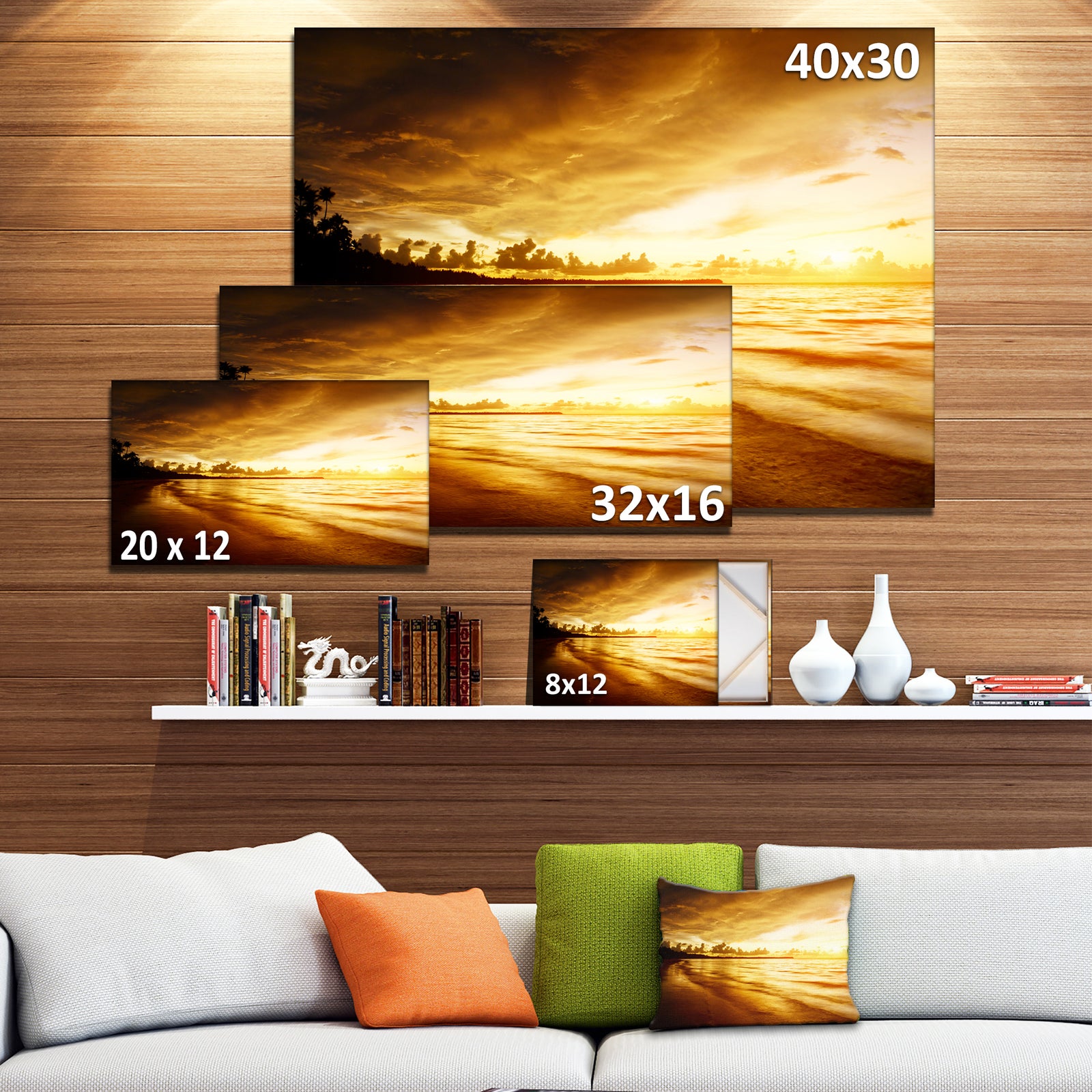 Fascinating Caribbean Beach in Yellow - Seashore Canvas Wall Art