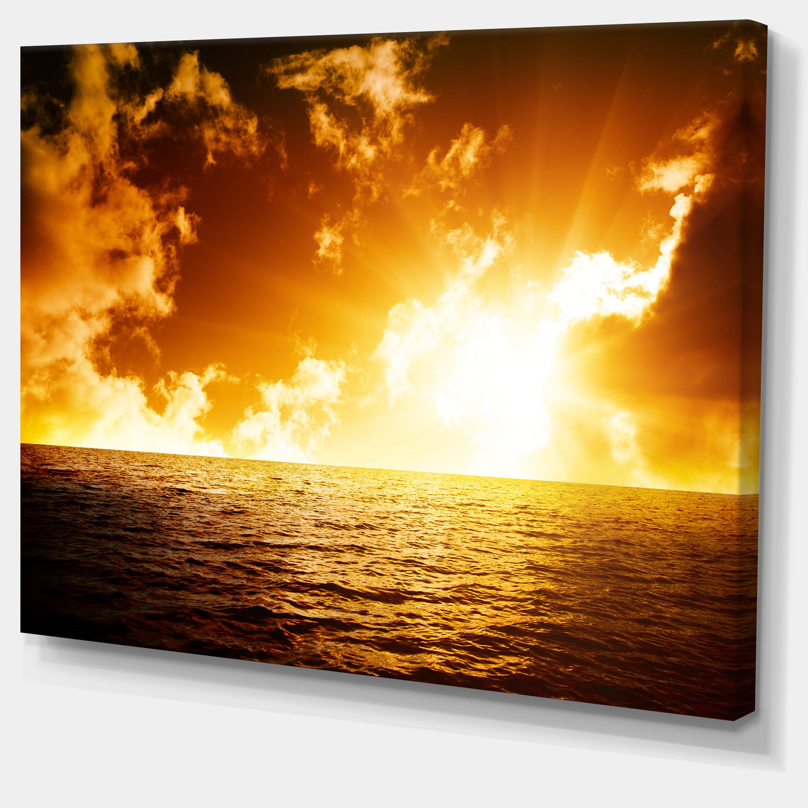 Fiery Sunlight in Beach during Sunset - Seashore Canvas Wall Art