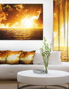 Fiery Sunlight in Beach during Sunset - Seashore Canvas Wall Art