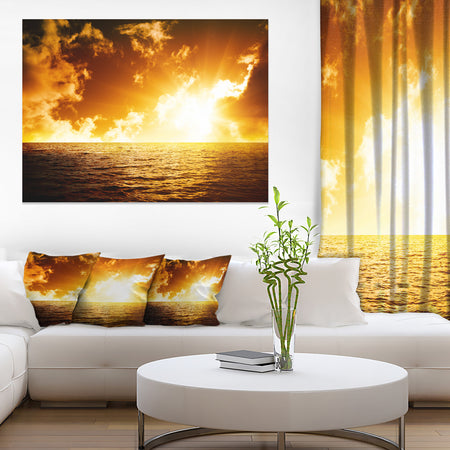 Fiery Sunlight in Beach during Sunset - Seashore Canvas Wall Art