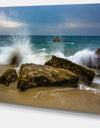 Waves Crashing Rocks at Woods Cove - Seashore Canvas Wall Art