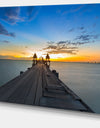 Long Wood Pier Leading to Colorful Sea Sea Bridge Canvas Wall Artwork