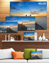 Long Wood Pier Leading to Colorful Sea Sea Bridge Canvas Wall Artwork