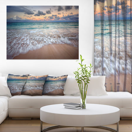 Waves Crashing Serene Seashore - Seashore Canvas Wall Art