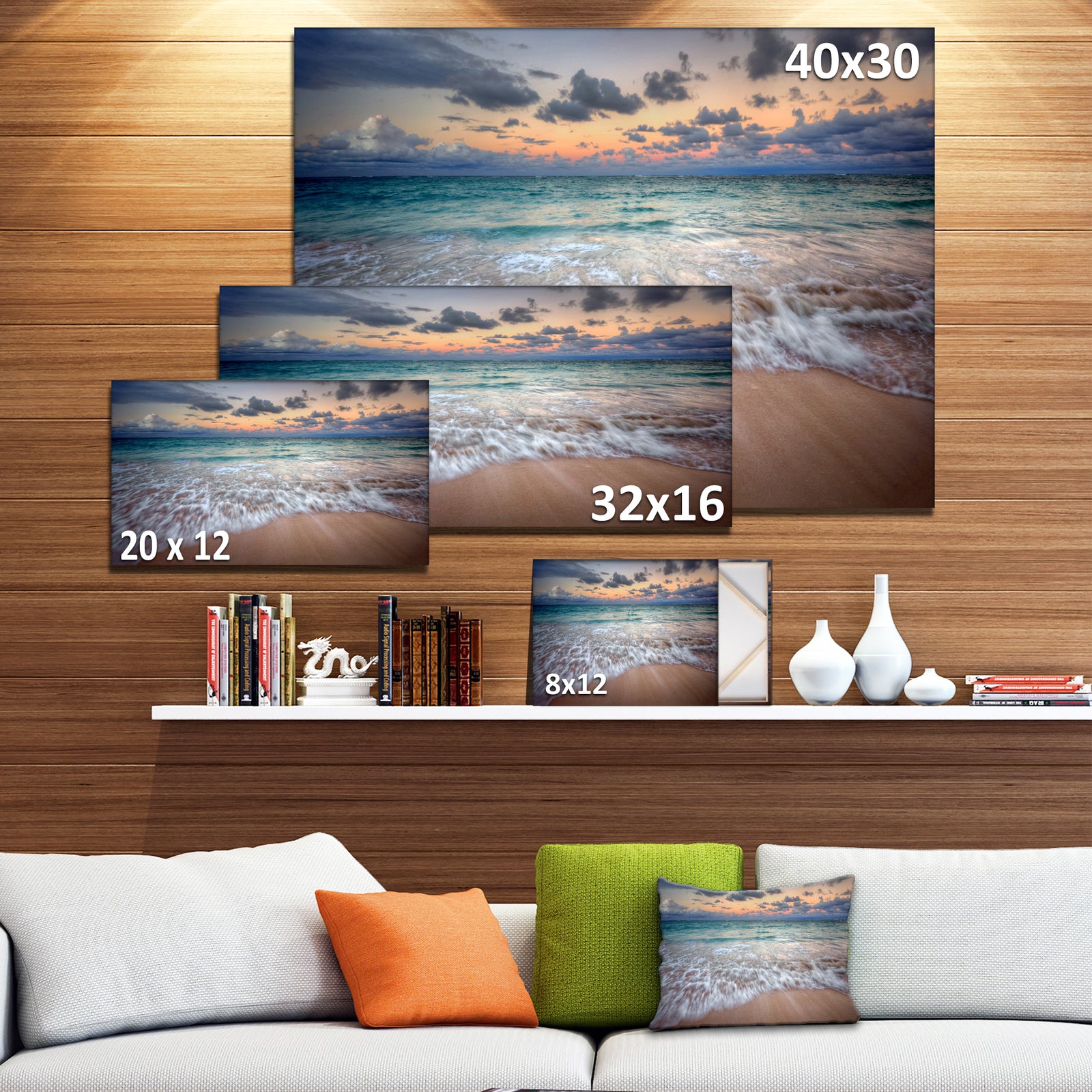Waves Crashing Serene Seashore - Seashore Canvas Wall Art