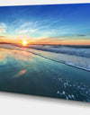 Blue Seashore with Distant Sunset - Seashore Canvas Wall Art