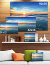 Blue Seashore with Distant Sunset - Seashore Canvas Wall Art