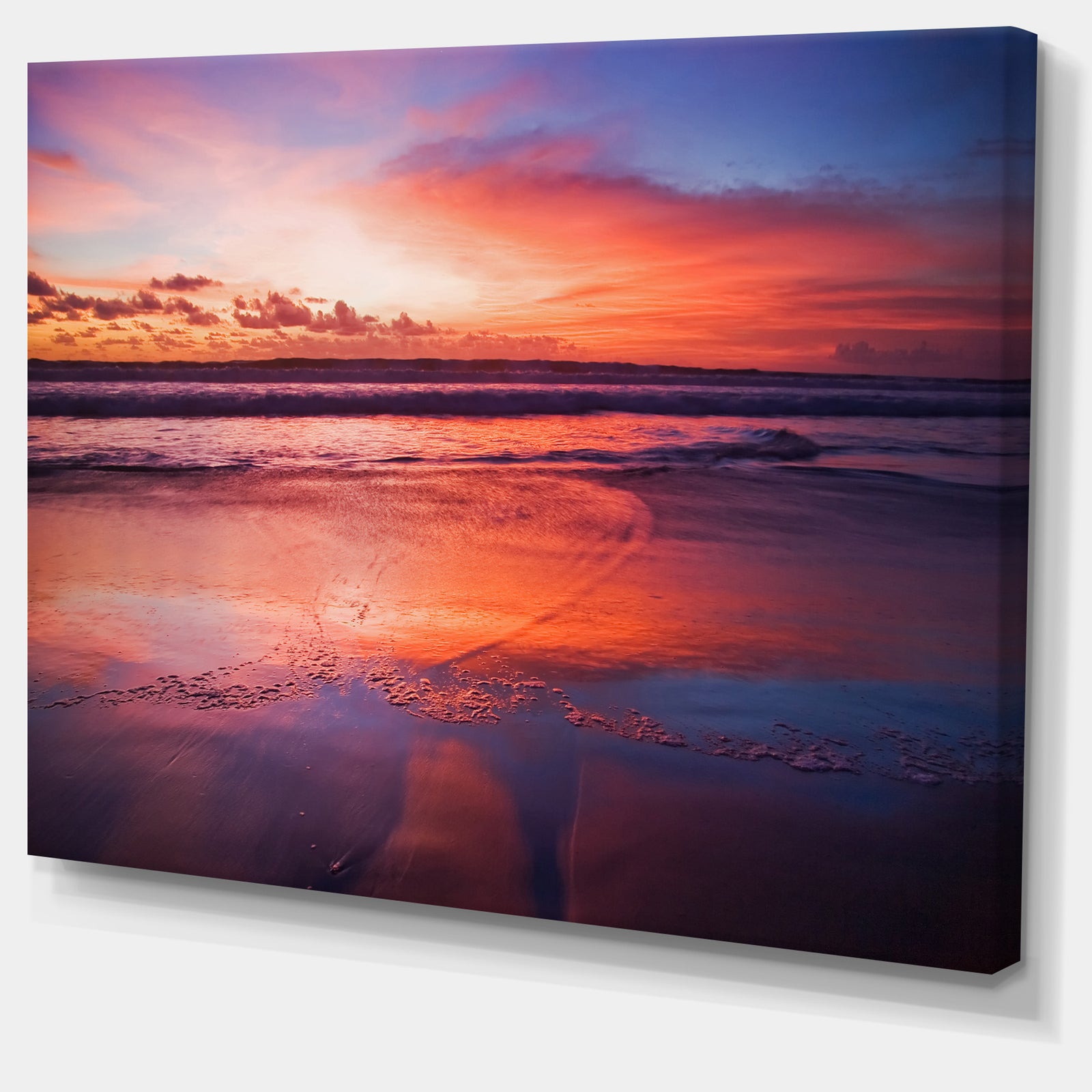 Colorful Tropical Beach with Clouds - Seashore Canvas Wall Art