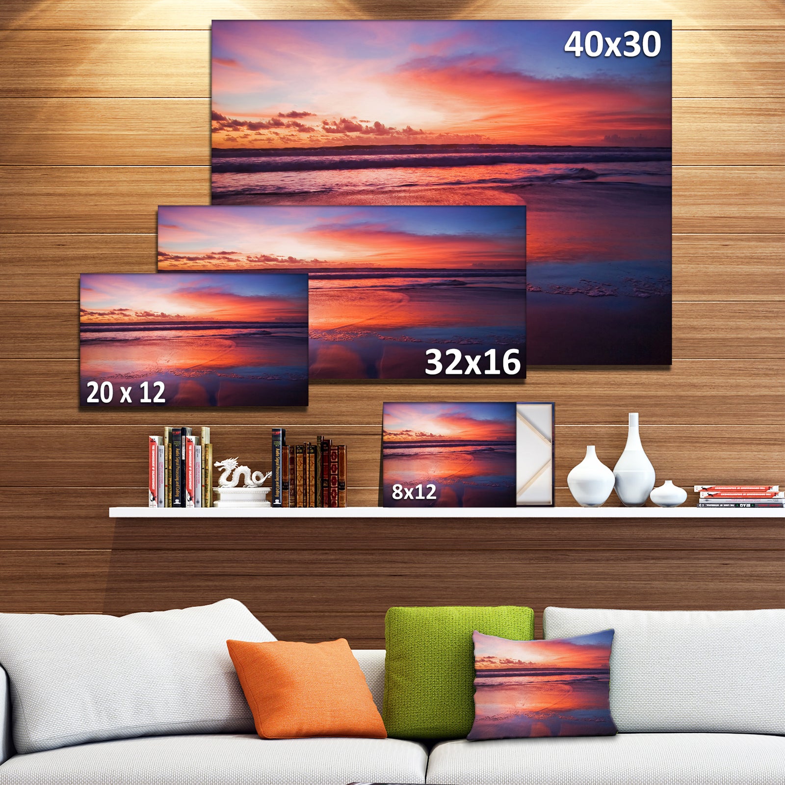 Colorful Tropical Beach with Clouds - Seashore Canvas Wall Art