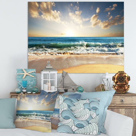 Cloudy Sky and Vibrant Blue Sea - Seashore Canvas Wall Art