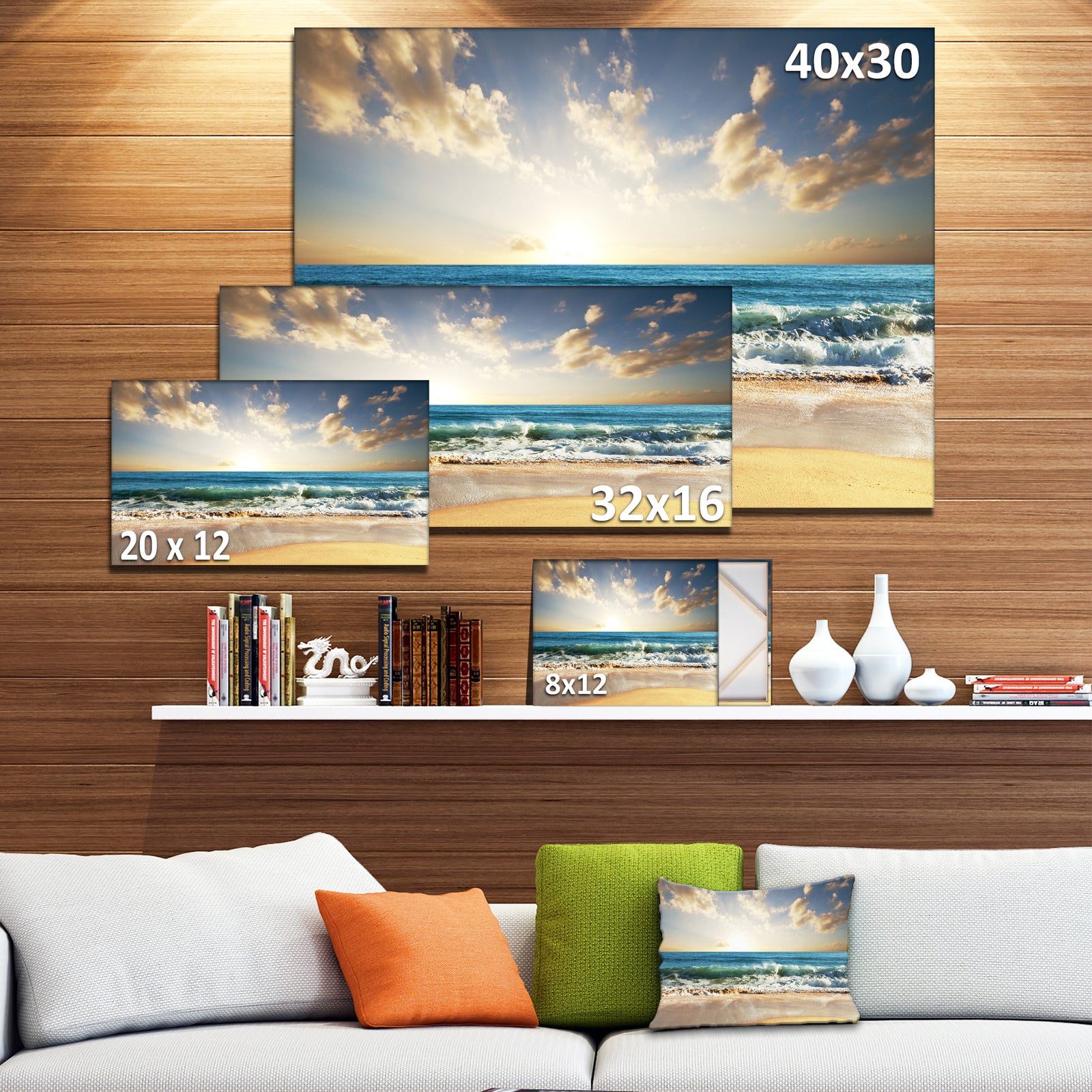 Cloudy Sky and Vibrant Blue Sea - Seashore Canvas Wall Art