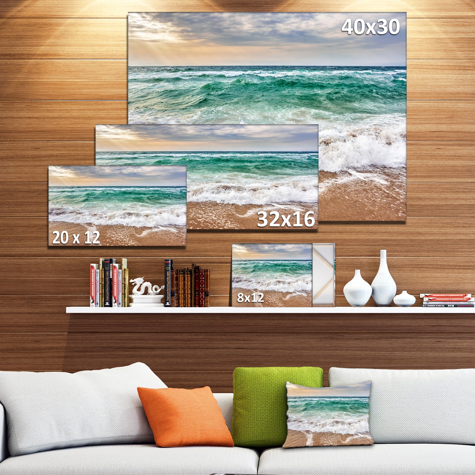 Crystal Clear Blue Foaming Waves - Seashore Canvas Wall Art