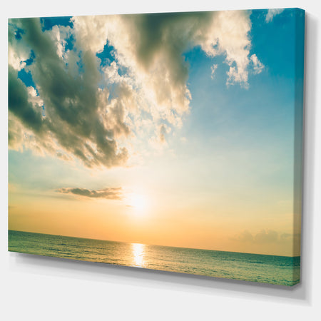 Clouds Together Over Blue Seashore - Seashore Canvas Wall Art