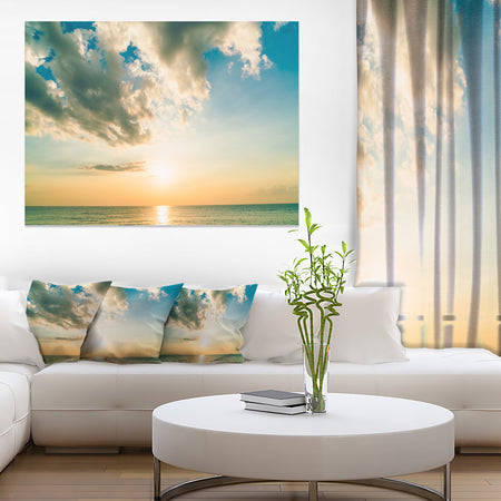 Clouds Together Over Blue Seashore - Seashore Canvas Wall Art