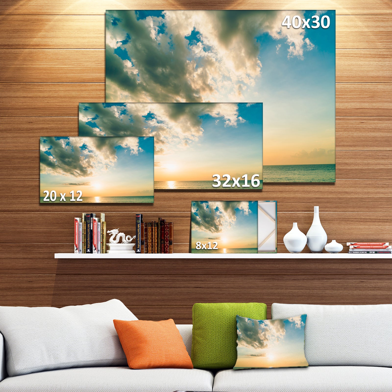 Clouds Together Over Blue Seashore - Seashore Canvas Wall Art