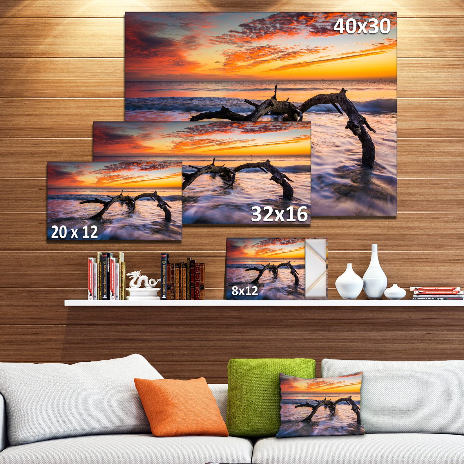 Tree and Waves in the Atlantic Ocean - Seashore Canvas Wall Art