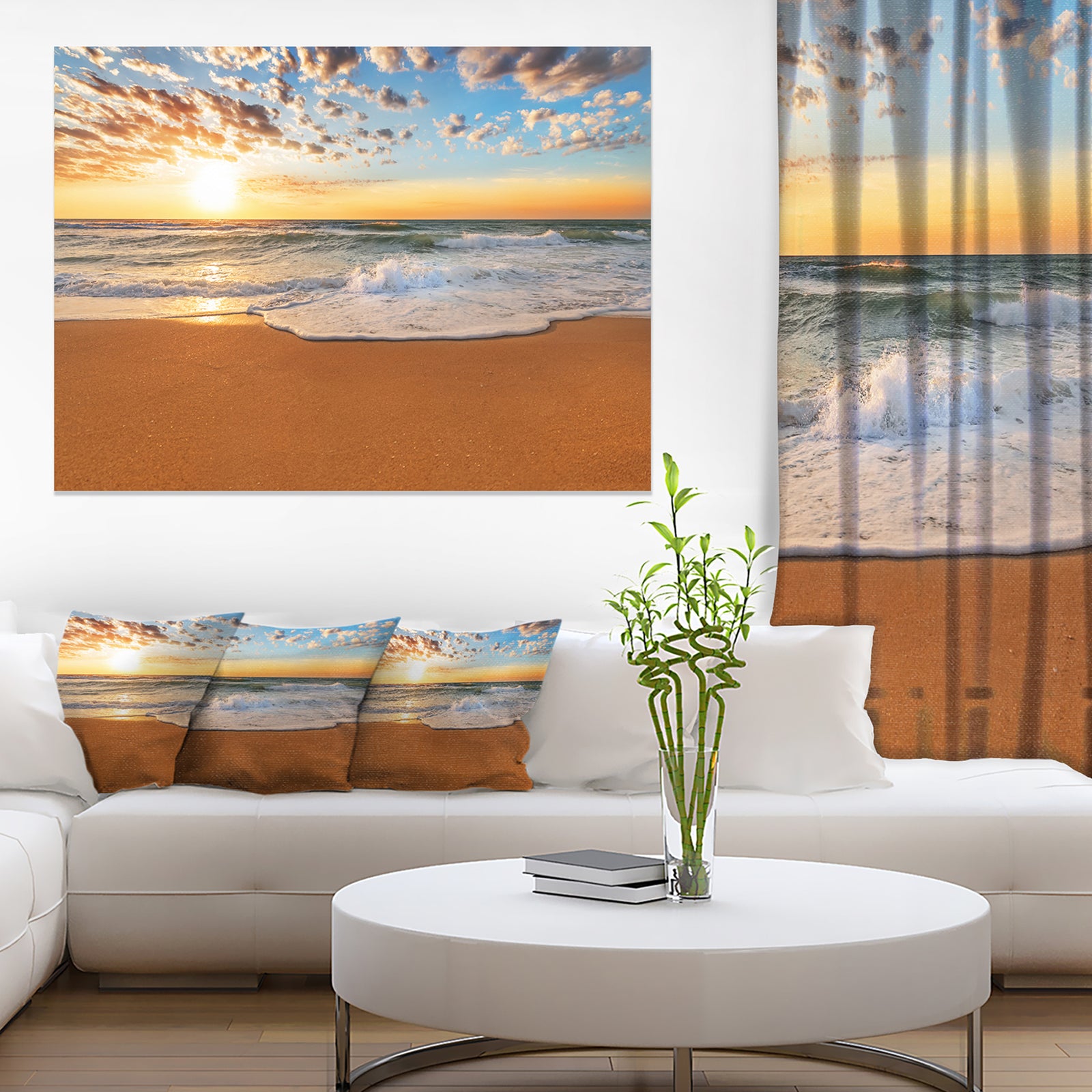 Incredible Seashore under Cloudy Sky - Seashore Canvas Wall Art