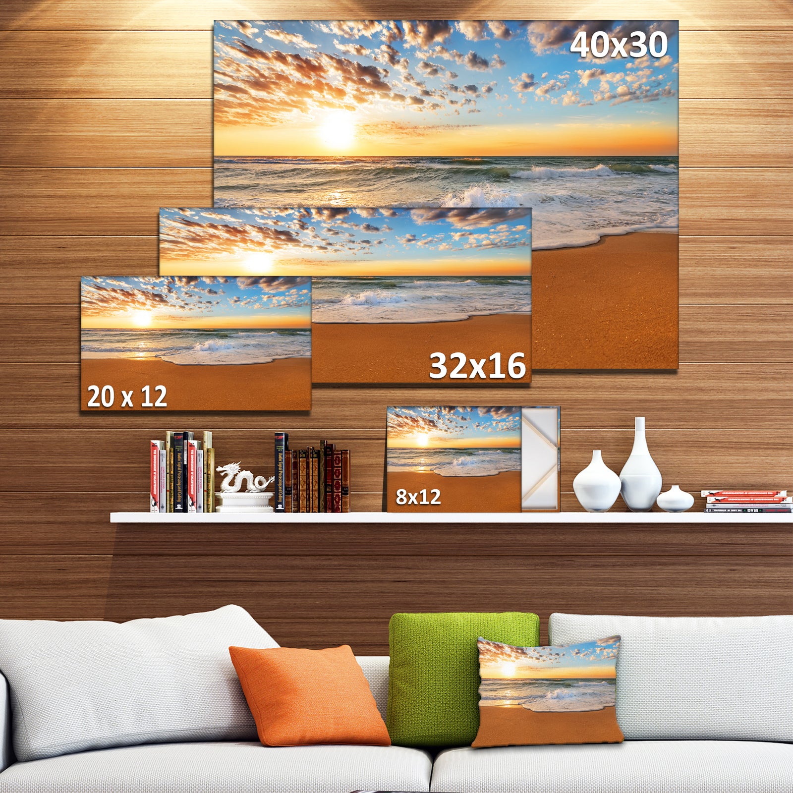 Incredible Seashore under Cloudy Sky - Seashore Canvas Wall Art
