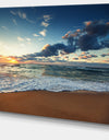 Sunrise and Glowing Waves in Ocean - Seashore Canvas Wall Art