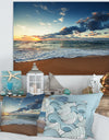 Sunrise and Glowing Waves in Ocean - Seashore Canvas Wall Art