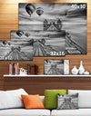 Wood Bridge in Port between Sunrise - Sea Bridge Canvas Wall Artwork